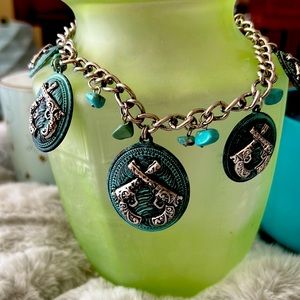 COPY - BLING BLING 🎉🎊cowgirl bead turquoise statement necklace Adjustable 16-14…